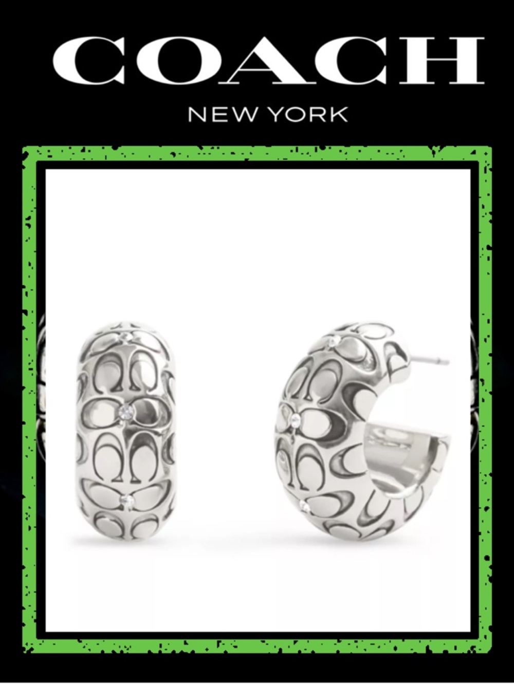 COACH Signature Quilted Chubby Huggie Earrings
